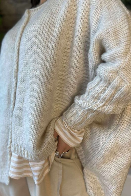 Inside Out Oversized Grunge Knit Stone